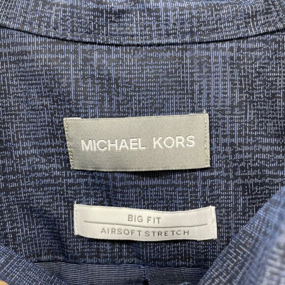 Michael Kors Button Up Shirt Mens 20 34/35 Blue Airsoft Stretch Long Sleeve - Picture 8 of 11